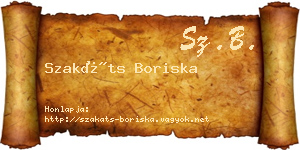 Szakáts Boriska névjegykártya